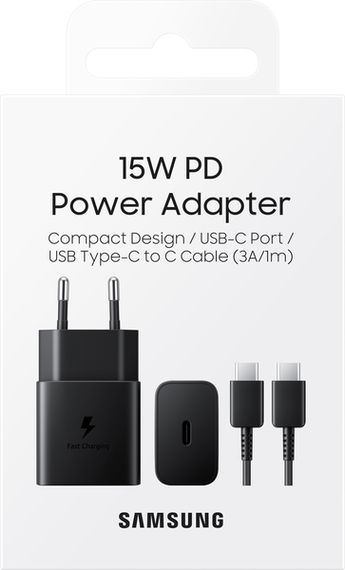 Мережевий зарядний пристрій Samsung 15W Power Adapter Type-C+Cable - Black (EP-T1510XBEGEU) | Зображення 4