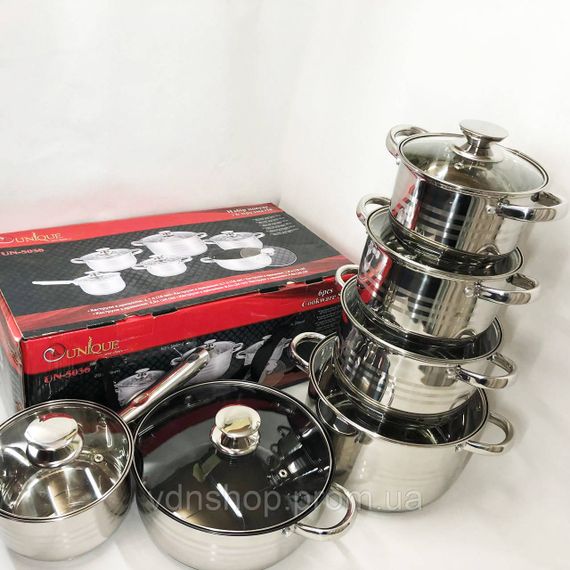 Набір каструль хорошої якості UNIQUE, Каструлі з нержавіючої сталі, Каструлі з кришками BU-49 | Зображення 7