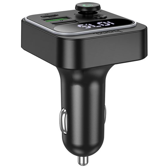 АЗП FM модулятор Hoco E85 Tiger PD20W+QC3.0 (2USB-A/1C) Black | Зображення 3