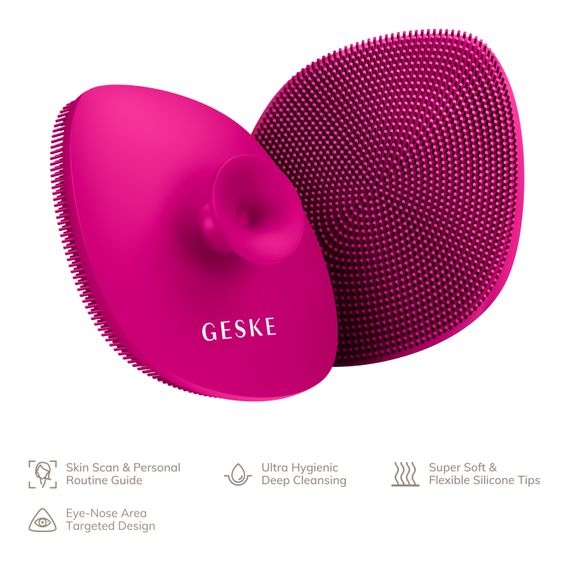 Щітка для обличчя GESKE Facial Brush 4в1 з тримачем magenta | Зображення 1