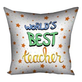 Подушка габардинова з принтом World's best teacher 30x30 (3P_18M009)
