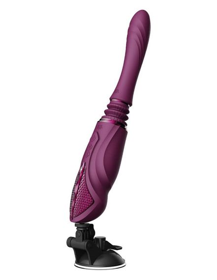 Компактна смарт секс-машина Zalo – Sesh Velvet Purple, 2 насадки, пульт ДК, кристал Swarovski | Зображення 4