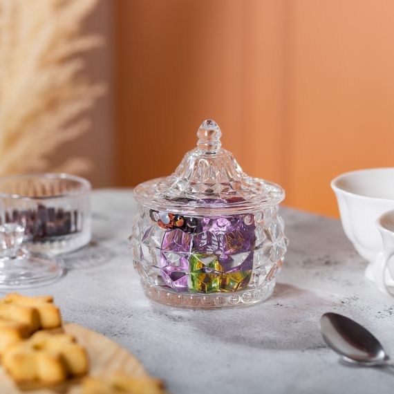 Конфетница стеклянная c крышкой Ø 8 см круглая HP-YH-3 | Зображення 4