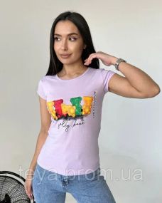 Футболка для жінок колір бузковий FI_007561
