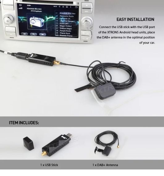 Цифровий радіотюнер приймач DAB + XTRONS USBDAB01 USB 2.0 тільки для XTRONS Android 5.1 6.0 7.1 і 8.0 | Зображення 3