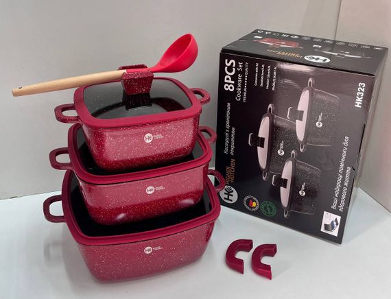 Набір каструль з гранітним антипригарним покриттям XPRO HK-323 червоний (41923-HK-323 КРАСНЫЕ_2100) | Зображення 2