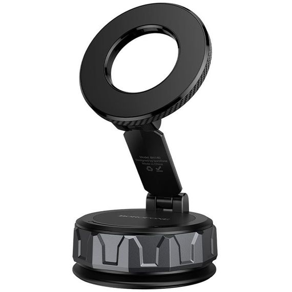 Автотримач Borofone BH140 Gloria Vacuum Suction Magnetic (center console) Black / Metal gray