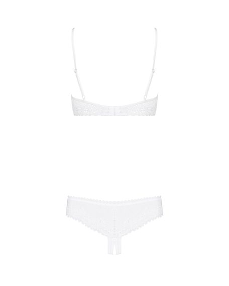 Еротичний комплект з бюстгальтером-получашкою Obsessive Alabastra S/M, білий, трусики з доступом | Зображення 5