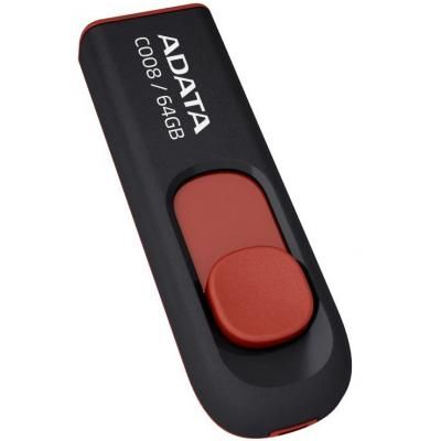 USB флеш накопичувач ADATA 64GB C008 Black+Red USB 2.0 (AC008-64G-RKD) | Зображення 1