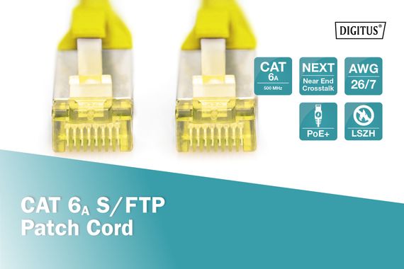 Патч-корд Digitus  CAT 6a S-FTP, 1м, AWG 26/7, Cu, LSZH, жовтий (DK-1644-A-010/Y) | Зображення 4
