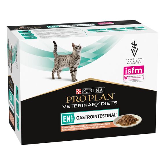 Вологий корм для котів із захворюваннями ШКТ з лососем Purina Veterinary Diets EN Gastrointestinal 85 гр х 10 шт | Зображення 1