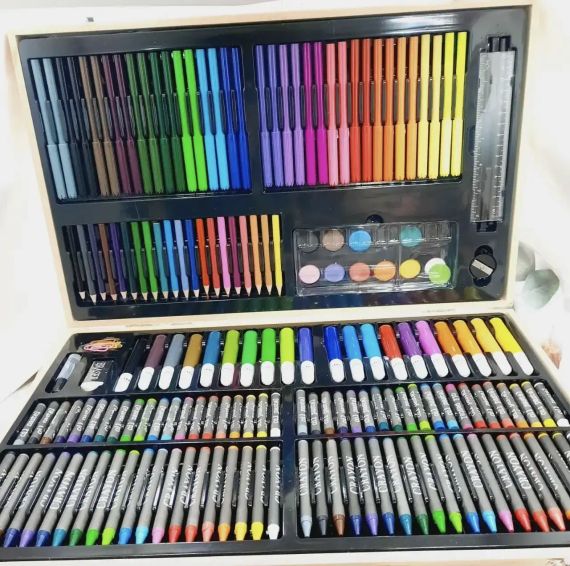 Детский набор для рисования и творчества 180 предметов в деревянном чемодане | Зображення 4