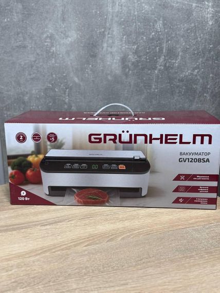 Вакуумний професійний пакувальник Grunhelm GV120BSA для сухих і вологих продуктів вбудований ніж дисплей 120 Вт Чорний | Зображення 7