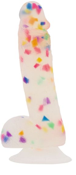 Фалоімітатор з конфетті ADDICTION - PARTY MARTY 7.5″ - FROST & CONFETTI, 19 см, силікон | Зображення 1