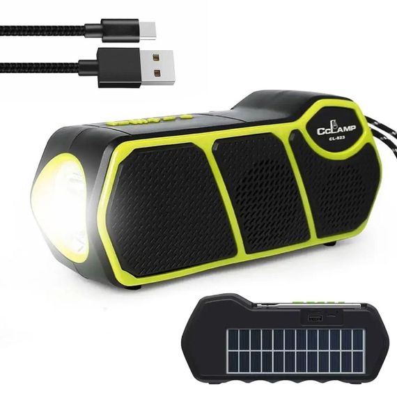 Радіоприймач із сонячною панеллю та Powerbank (1500мАг), МР3-плеєром, CL-823 / Портативна бездротова Bluetooth колонка / LED