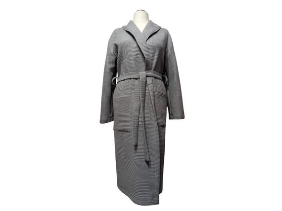 Халат жіночий вафельний лазневий у басейн домашній бавовняний сірий 46