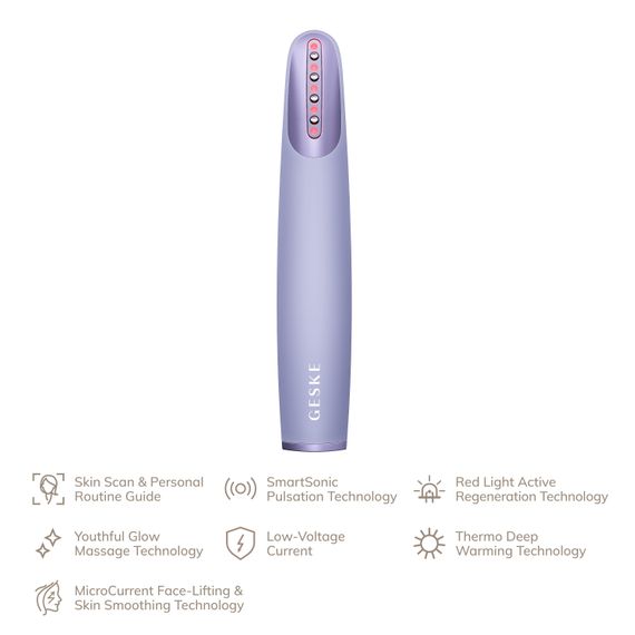 Пристрій для зміцнення і тонізації шкіри обличчя GESKE Skin Firming Wand 7в1 purple | Зображення 1