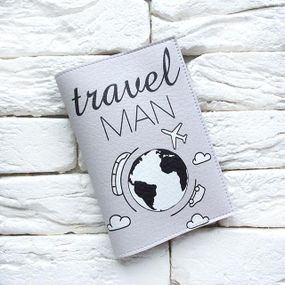 Обложка для паспорта Travel man 5 (серый)