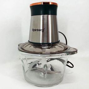 Блендер стаціонарний Rainberg RB-2201 кухонний подрібнювач 1300W чаша скляна на 2 л подвійне IY-912 лезо чоппер
