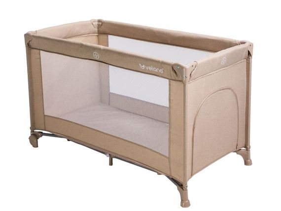 Ліжко-манеж дитяче VELANO Flexi, beige (0-4 роки) | Зображення 1