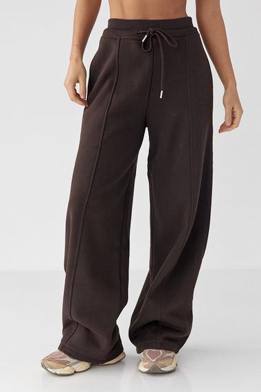 Спортивні штани палаццо з накладною кишенею - темно-коричневий цвет, M (є розміри) | Зображення 4