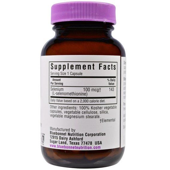 Селен Bluebonnet Nutrition Selenium 100 mcg 90 Veg Caps | Зображення 1