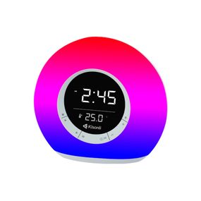 Колонка Kisonli Q6B Bluetooth 5.0, 1х5W, 3600mAh, USB/TF/FM/BT/LED/Clock/RGB Light, DC: 5V/1A, BOX, Silver, Q30