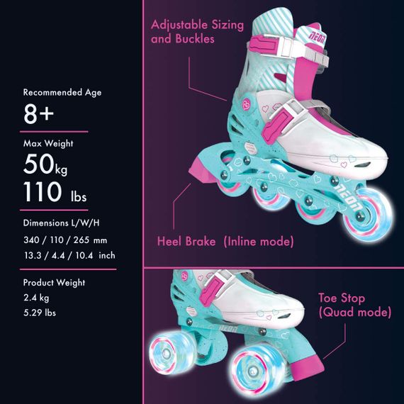 Роликовые коньки Neon Combo Skates Бирюзовый (Размер 30-33) (NT09T4) | Зображення 7