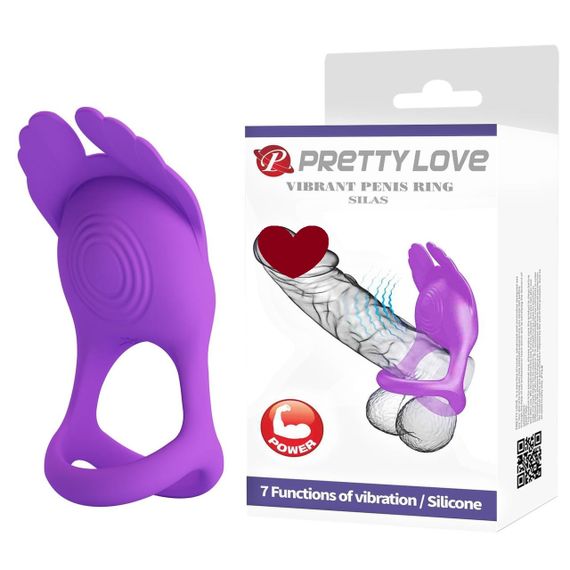 Ерекційне віброкільце з крильцями PRETTY LOVE Silas 7 режимів, фіолетове Sex Aura