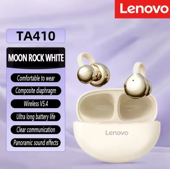 Наушники-кафы Lenovo TA410 золотистые - Чистый Звук, Мощный Bluetooth 5.4, Очень Удобные