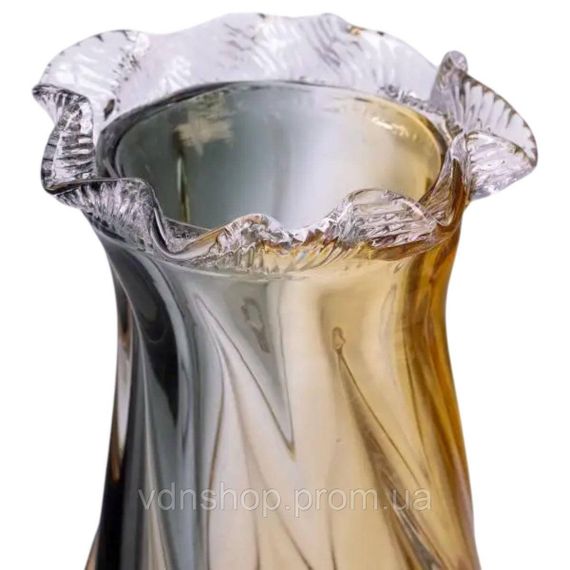Ваза декоративна 21 см для квітів скляна фігурна ваза з кольорового скла 800 мл Жовто-сіра HP-9-12 | Зображення 1