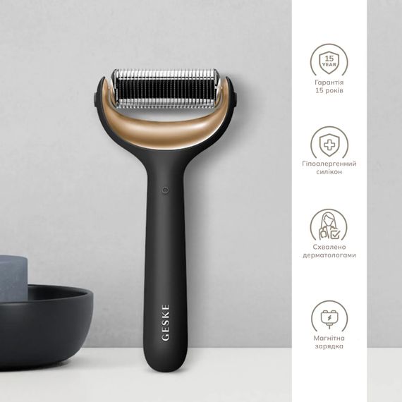 Электронный роллер для лица и тела с микроиглами GESKE MicroNeedle Face&Body Roller 8в1 gray, Серый | Зображення 2