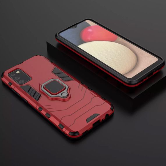 Ударопрочный чехол Transformer Ring for Magnet для Samsung Galaxy A02s Red | Зображення 4