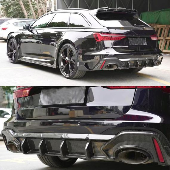 Задній дифузор бампера (для RS6, Карбон) для Ауди A6 C8 2018- рр | Зображення 1