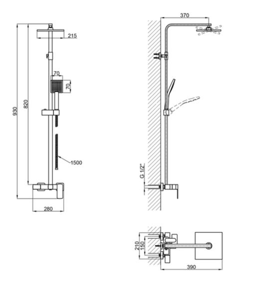 Душова система універсальна Qtap Sloup, Chrome, QTSLO53103KNC49198 | Зображення 1