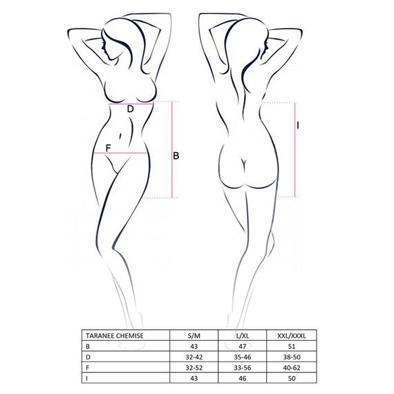 Прозора сорочка приталена Passion TARANEE CHEMISE L/XL, black, трусики | Зображення 4