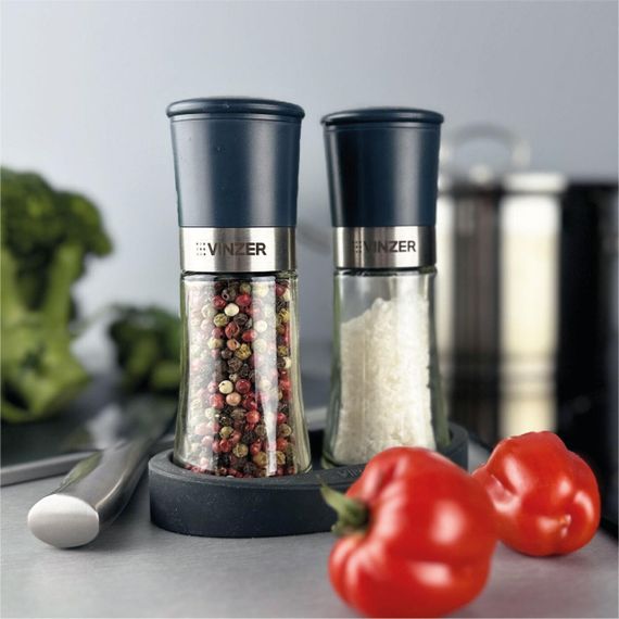 Набір млинів для солі та перцю Vinzer 50195, 2 шт, керамічні жорнова, силіконова підставка | Зображення 6