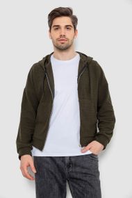 Кофта чоловіча на блискавці з капюшоном, колір хакі, 238R103-1