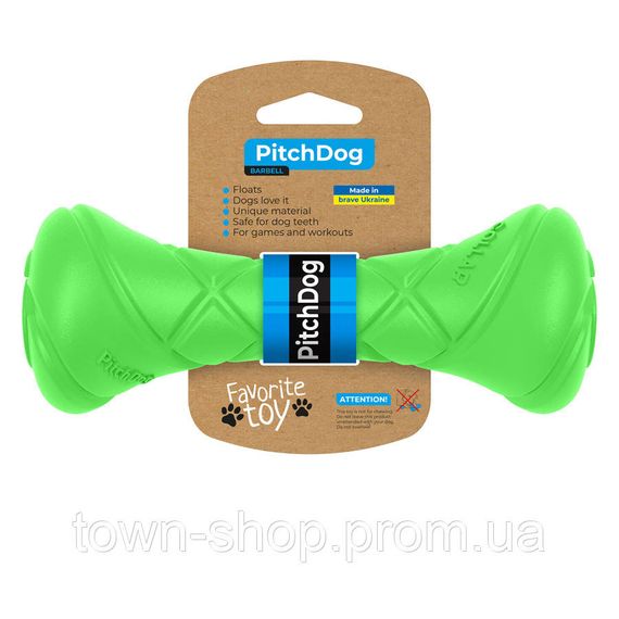 Игровая гантель для апортировки PitchDog, длина 19 см, диаметр 7 см салатовый