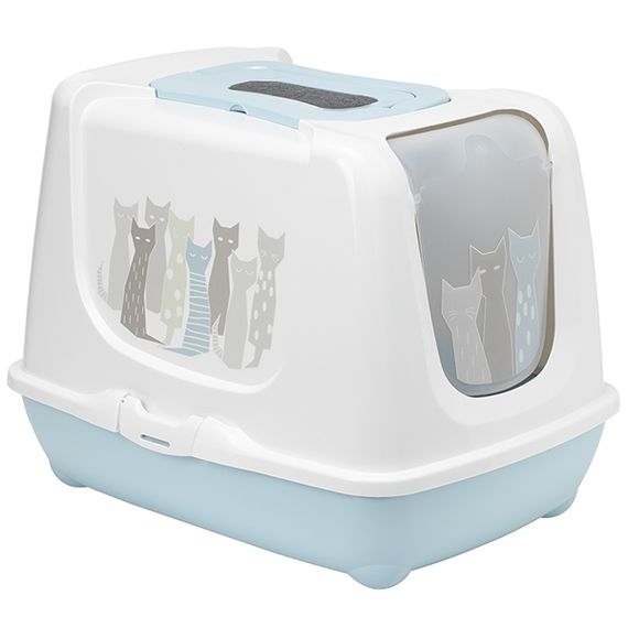 Moderna Trendy Cat туалет закрытый для кошек, 50 см х 39 см х 37 см, голубой