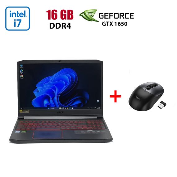 Игровой ультрабук Б-класс Acer Nitro 715-5173BU / 15.6" (1920x1080) IPS / Intel Core i7-9750H (6 (12) ядер по 2.6 - 4.5 GHz) / 16 GB DDR4 / 960 GB SSD / nVidia GeForce GTX 1650, 4 GB GDDR5, 128-bit / WebCam б/у + Подарок Беспроводная мышь HOCO GM28