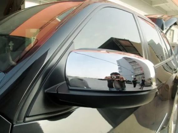 Накладки на дзеркала (2 шт., нерж) для BMW X5 E-70 2007-2013рр | Зображення 3