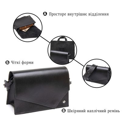 Сумка Grande Pelle З натуральної шкіри Чорна (11434) | Зображення 5