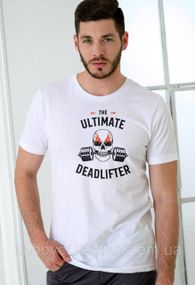 Футболка чоловіча із принтом "Deadlifter" біла