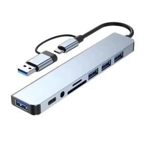 Мультифункціональний USB-хаб 8 в 1, універсальний адаптер, концентратор із входом Type-C, кардрідер, HDTV+PD+USB 3.0+SD+TF+Type-C
