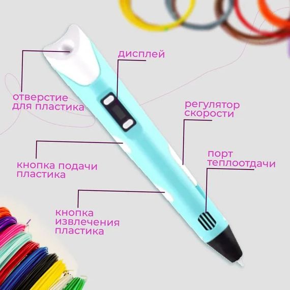 3d ручка с дисплеем 3D ручка Smart 3D Pen 2 голубая | Триде ручка | Детская 3d ручка XG-672 для рисования | Зображення 7