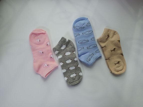 Шкарпетки короткі  дитячі з принтами Twinsocks р-14-16(23-25), 18-20(29-31) блакитний, сірий, бежевий, рожевий | Зображення 2