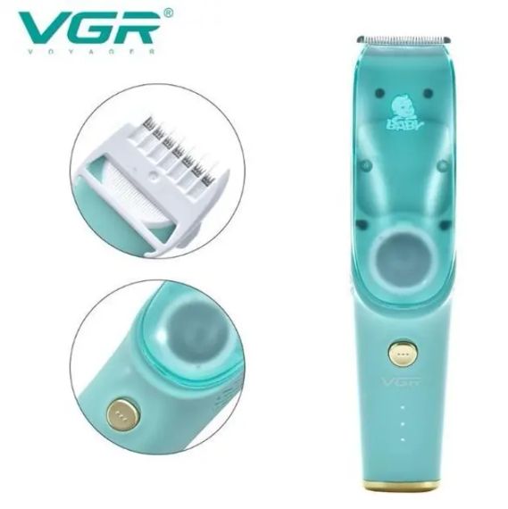 Безшумна машинка для стрижки дітей та немовлят VGR Baby V-151, Бездротовий тример 3 насадки з витяжкою | Зображення 3