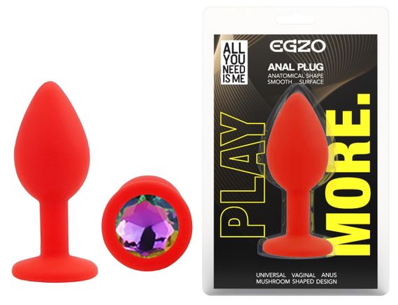 Силіконова анальна пробка EGZO - Silicone Red Round Plug Rainbow, size S Sex Aura