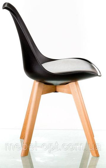 Стул Sedia black DSM Eames Style, черное пластикое сиденье с мягкой подушкой и деревянные буковые ножки | Зображення 3